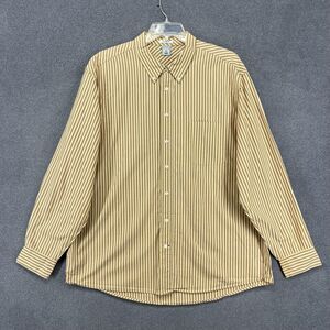 Old Navy Shirt Mens 2XL Brown Yellow Striped Button Up Vintage Fit Pocket Cotton